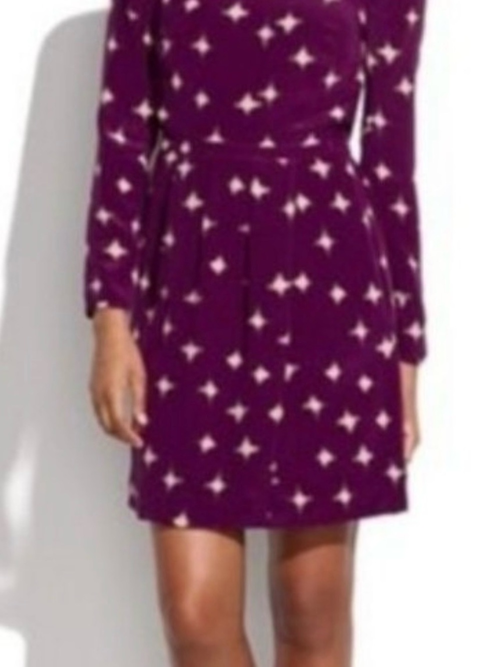 Madewell Purple Star-Print Long Sleeve Mini Dress